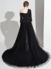 Jumpsuit Evening Black Dresses with Overskirts Long Sleeve Two Pieces Formal Prom Dress Robes De Soire