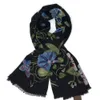 Écharpes carrées pour femmes, nouveau design, imprimé floral, 100 cachemire, bonne qualité, couleur noire, taille 130cm, 130cm6344485