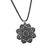 Collane con ciondolo Collana di mandala con fiore di loto con corda in pelle Protezione buddista tibetana Donna Uomo Gioielli fai da te Amicizia1