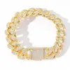 Hip Hop Armbänder 15 mm 7/8 Zoll Gold Silber Ice Out Bling Zirkonia CZ Kubanisches Armband Gliederkette für Herrenschmuck