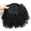 Clip rizado rizado afro natural del soplo en la extensión rizada rizada rizada rizada 4c del cabello humano de la cola de caballo del cordón 120g