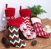 زينة عيد الميلاد محبوك الجوارب عيد الميلاد 5 أنماط الأحمر والأبيض الأيائل ندفة الثلج شريطية الأطفال هدية حقيبة DC888