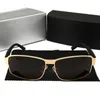 Óculos de sol unissex duráveis, armação de metal dourado e prateado, marca própria, óculos de sol piloto com caixa 2683116