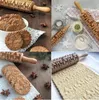 Rolo de natal em relevo Árvore de Natal Biscoitos de cozimento de madeira Biscoito Fondant Massa de pão Gravado Rolo de rena Floco de neve 43 cm 35 cm