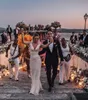 V Neck sjöjungfru bröllopsklänningar med långa ärmar 2020 Lace Applique Bohemian Wedding Gowns Vintage Robes de Mariée