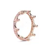 Spring Ring 925 Sterling Silver Rose Gold Pink Enchanted Crown Rings Original Fashion DIY Charms Jewelry For women Making