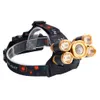 Huvudlampor Bärbar belysning 3.7V 2400LM 5T6 Flexibel Zoom Högljus Utomhusflygplan Headlamp Golden