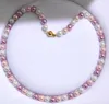 Handgeknüpfte, bezaubernde natürliche 8 mm weiße, rosa, lila Muschelperlen-Halskette mit runden Perlen, 45 cm, Modeschmuck