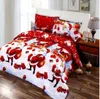 Groothandel gratis verzending 4 stks Merry Christmas Gift Santa Claus Comfort Diepe Pocket Beddengoed Set Beddengoed