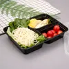 Tjockad engångs lunchbox Rektangel plast Bento Lunchbox för mikrovågsugn Uppvärmningsbehållare