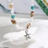 Nueva pulsera de cadena para pies de Yoga Conch Mizhu, colgante de estrella de mar de playa, cuentas de cristal, joyería para pies WL761