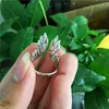 Choucong Lovers Angel Wings Ring 925スターリングシルバー5AジルコンCZの婚約ウェディングバンドリング女性パーティージュエリーギフト