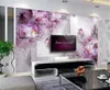 Papier peint 3D personnalisé violet lys Transparent fleur carré salon chambre fond décoration murale papier peint Mural