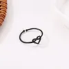 New Korean Cute Opening Twisted Knot band Heart Rings For Girl Minimalsit Rose Gold Silver Black Slim Love
