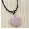 Coração Reiki Pedras Naturais Turquesa Rosa Quartzo Colar com Pingente para Mulheres Homens Presente Corda Corrente Acessórios MKI