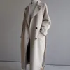 Kvinnors vinterrockdesigner Fashion Wide Lapel Belt Pocket Wool Blend Coat Oversize Long Trench Outwear Wool