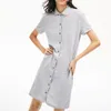 Vestido feminino polo crocodilo camisa de algodão vestidos casuais roupas polo saia evasê fresco doce vestuário marca feminina dressses277t