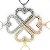 5PCS Heart magnetic glass floating charm locket Zinc Alloy+Rhinestone(chains included for free) LSFL05