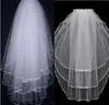 Три слоя короткий тюль свадьба свадьба с билями с бисером ленты кромки свадебные аксессуары для свадебных свадебных платьев вуаль