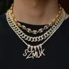 Nouvelle lettres de police de pinceau glacé nom de la chaîne de pendentif or argent bling zirconia hommes collier hip hop avec chaîne de corde de 24 pouces8326674