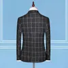 British Style Garnitur Plaid Męskie Kamizelka + Blazer + Spodnie Design Moda High-End Slim Slim Bankiet Business Suit 3 Piece Formal