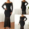 2020 Royal Mermaid Black Mother of The Bride Dresses Lace Tulle Applique Plus Size Wedding Guest Dress Long Sleeve Elegant Evening Gowns