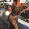 Glamaker Leopard Print Mujeres Maxi Vestido Verano Sexy Beach Vintage Vestido Mujer Slim Party Vestido Largo Causal Robe Retro Vestidos Y1304s