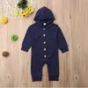 Baby Romper Newborn Girl Designer Clothes Infant Long Sleeve Button Jumpsuits Baby Boy Hooded Bodysuits Kids Designer Clothes 4 Colors ZYQ93