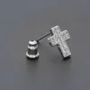New Fashion Trendy Europe and America Personality Hip Hop Gold SIlver Color CZ Cross Earrings for Men Women Nice Gift