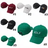 Partihandel 5 färger Nya skaparen Golf Hat Golf Letter broderad baseballmössa Justerbara strapbackhattar Golf Boll Caps 50 st
