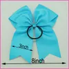 8 Inch Large Plain Solid Cheerleading Ribbon Bows Grosgrain Cheer Bows Tie kids Elastic Band Girls Rubber Hair Band Hair Accessories M1116