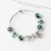 Nueva pulsera con lazo de diamantes para los regalos de cuentas verdes estilo Pandora