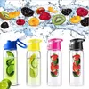 Obst Wasserflasche Sport Fitness Gesundheit Flaschen Silikon Saft machen Flasche Camping Reiseflaschen mit Tee-Ei EEA392