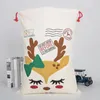 Große Leinwand-Weihnachtsmann-Weihnachts-Kordelzugtasche mit Rentier-Feiertags-Geschenk-Sack-Taschen