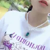 sell 45cm 89mm natural white freshwater pearl necklace zircon accessories pendant fashion jewelry7008621