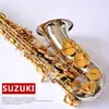 Ny ankomst Suzuki Saxofon Alto Eb Tune E-Flat Nickel Plated Brass Saxofon Musikinstrument med fallhandskar vassmunstycke