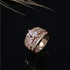 Pierścionki ślubne gorąca wyprzedaż Nowa przybycie luksusowa biżuteria 925 srebrne złoto wypełnienie markizowe krój biały topaz cZ Diamond Party Women Bridal Ring na urodziny GI