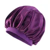 Whole 10pcsLot Women Men Satin Night Sleep Cap Hair Bonnet Hat Silk Head Cover Wide Elastic Band One Size3525302