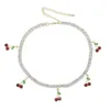 Stonefans шарма Rhinestone Вишневого ожерелье серебро для женщин Постулатов тенниса Chain Choker Кристалл Воротника серебряных ювелирных изделий