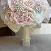 Luxe Soie Rose Mariée Bouquet De Mariage Cristaux Perles Perles Strass Fleurs De Mariage Bouquets Fournitures De Mode Ramo De Flore4437862