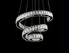 LED現代クリスタルシャンデリアDimmable Spiral Chandelier Lightsフィクスチャ3色調光吊りランプカフェヴィラホーム屋内照明ミニ
