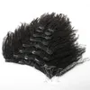 VMAE brasiliansk afro kinky lockigt klipp i mänskliga hårförlängningar 4b 4c klämmor i hårförlängningar 120g 140g 160g naturlig färg