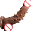 Pénis masculin barbelé en Silicone souple, grand gode réaliste avec ventouse, jouets sexuels de Masturbation féminine pour femmes 5736713