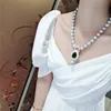 Beautiful 9-10mm gray freshwater pearl micro inlay zircon accessories pendant necklace long 45cm