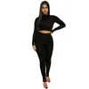 2020 Casual Dressuit Kobiety Dwuczęściowe Zestaw Crop Top and Pants Garnitury Pocenia Damskie Bodycon Ensemble Femme 2 Piece Set Suit