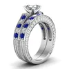 Délicate princesse taille carrée bague en diamant 925 argent saphir mariée mariage bague de fiançailles ensemble anniversaire bijoux cadeau taille 5-12