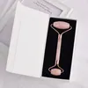 Hot Sales Real Brazilian Rose Quartz Facial Massage Roller Skönhet Jade Roller för ansikte med presentförpackning