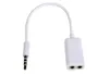 Wholesale 500Pcs/lot 2 in 1 3.5mm Male to Dual Female Jack Plug Earphone Audio Split Adapter Cable Aux C White