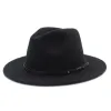 Fashion-100% ull Kvinnor Outback Felt Gangster Trilby Fedora Hat med bred Brim Jazz Godfather Cap Szie 56-58cm x18