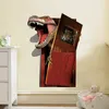 Adesivi murali porta pausa dinosauro effetto 3D per camerette camerette camera da letto decorazioni per la casa adesivo in PVC murale decorazioni tropicali